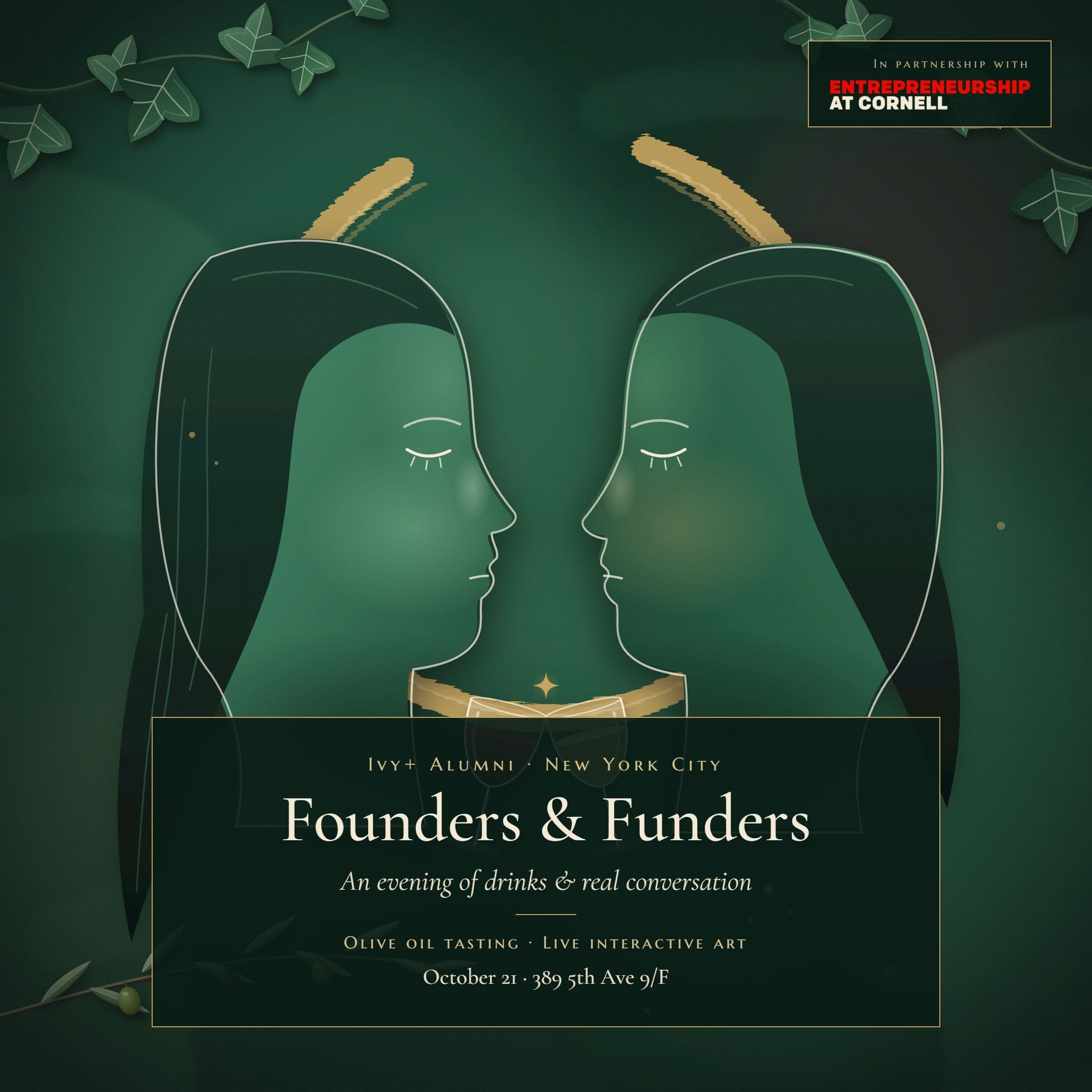 NYC Founders x Funders Olive Oil Tasting & Interactive Art – AI event in New York, NY